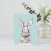 Rabbit Bunny tekening Cute Spring Animal art Briefkaart (Staand voorkant)
