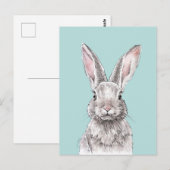 Rabbit Bunny tekening Cute Spring Animal art Briefkaart (Voorkant / Achterkant)