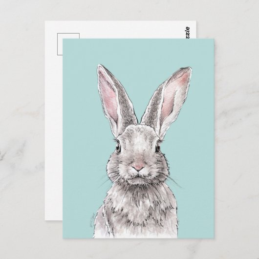 Rabbit Bunny tekening Cute Spring Animal art Briefkaart (Voorkant / Achterkant)