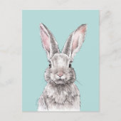 Rabbit Bunny tekening Cute Spring Animal art Briefkaart (Voorkant)