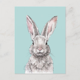 Rabbit Bunny tekening Cute Spring Animal art Briefkaart