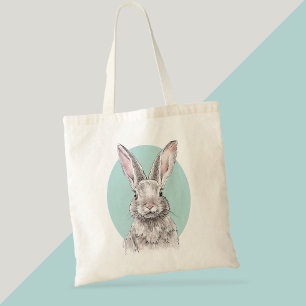 Rabbit Bunny tekening Cute Spring Animal art Tote Bag