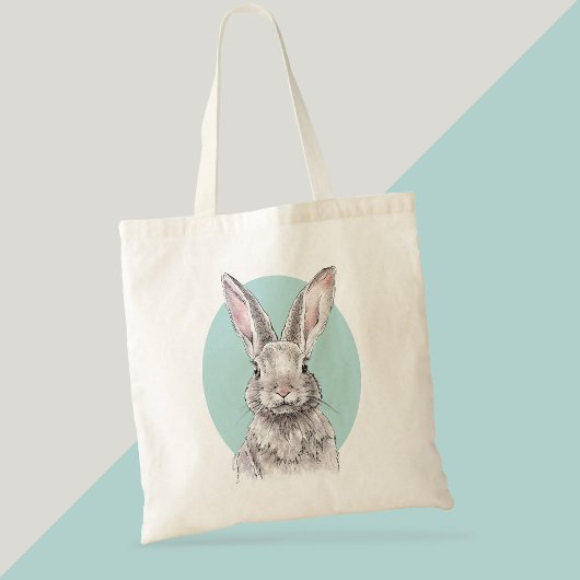 Rabbit Bunny tekening Cute Spring Animal art Tote Bag