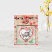 Rabbit Bunny Valentijn Heart Pink Red Pet Friend Kaart (Gele Bloem)