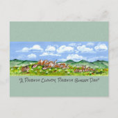 Rabbit Bunny Watching Clouds Fun Waterverf Art    Briefkaart (Voorkant)