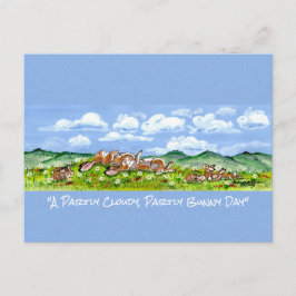 Rabbit Bunny Watching Clouds Fun Waterverf Art P Briefkaart