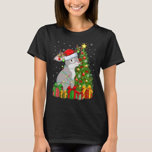 Rabbit Bunny   Xmas Holiday Santa Bunny Christmas  T-shirt (Voorkant)