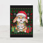 Rabbit Bunny Xmas Lights Ugly Santa Hat Bunny Chri Kaart (Voorkant)