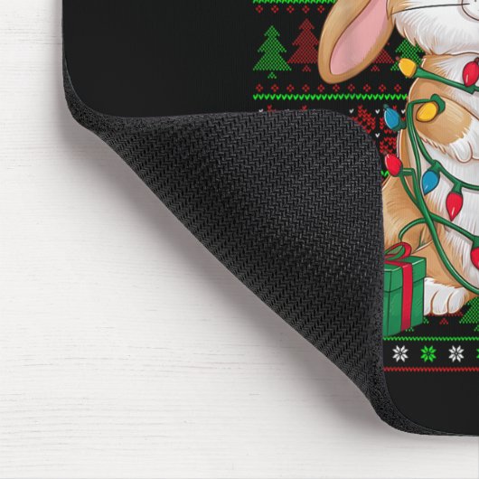 Rabbit Bunny Xmas Lights Ugly Santa Hat Bunny Chri Muismat (Hoek)