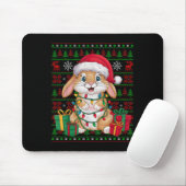 Rabbit Bunny Xmas Lights Ugly Santa Hat Bunny Chri Muismat (Met muis)