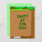 RABBIT BURROWING BUNNY SCAVENGER PARTY INVITATIONS KAART (Voorkant / Achterkant)