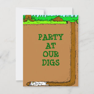 RABBIT BURROWING BUNNY SCAVENGER PARTY INVITATIONS KAART