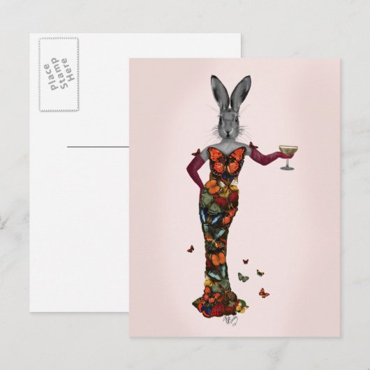 Rabbit Butterfly Dress 2 Briefkaart (Voorkant / Achterkant)