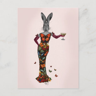 Rabbit Butterfly Dress 2 Briefkaart