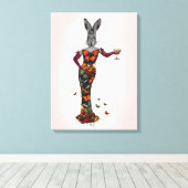 Rabbit Butterfly Dress Canvas Afdruk (Insitu (Houten vloer))