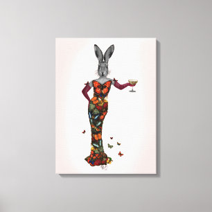 Rabbit Butterfly Dress Canvas Afdruk