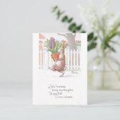 Rabbit Carry Potlood Paars Hyacinth Briefkaart (Staand voorkant)