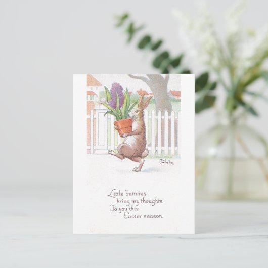 Rabbit Carry Potlood Paars Hyacinth Briefkaart (Staand voorkant)