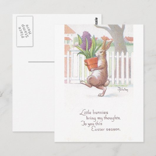 Rabbit Carry Potlood Paars Hyacinth Briefkaart (Voorkant / Achterkant)