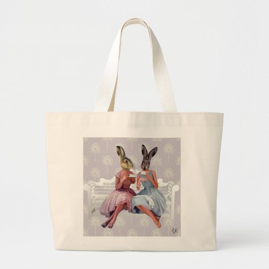 Rabbit Chat Grote Tote Bag (Voorkant)