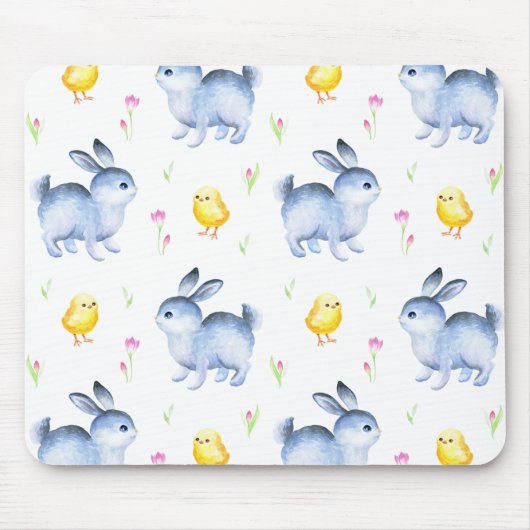 Rabbit & Chicks Lover Gift, Happy Easter Pattern Muismat (Voorkant)