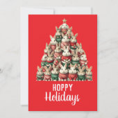 Rabbit Christmas Tree Hoppy Feestdagen Kaart (Voorkant)