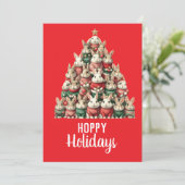 Rabbit Christmas Tree Hoppy Feestdagen Kaart (Staand voorkant)