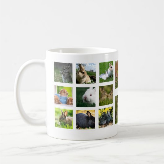 Rabbit Collage Photo Mok (Round) (Links)