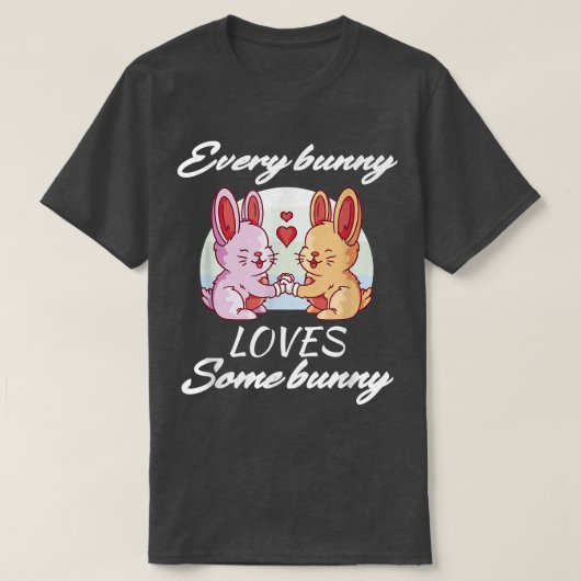 Rabbit Couple Love Heart Peace Easter Lovers Bunny T-shirt (Design voorkant)