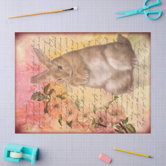 Rabbit Cursive Script Decoupage Tissue Pap Tissuepapier (Craft)