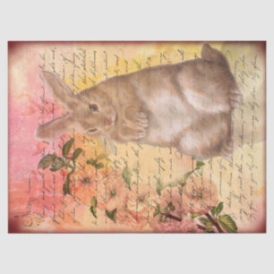  Rabbit Cursive Script Decoupage Tissue Pap Tissuepapier
