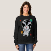 Rabbit Cute Animal Rocket Planets Scientist Astron Trui (Voorkant volledig)