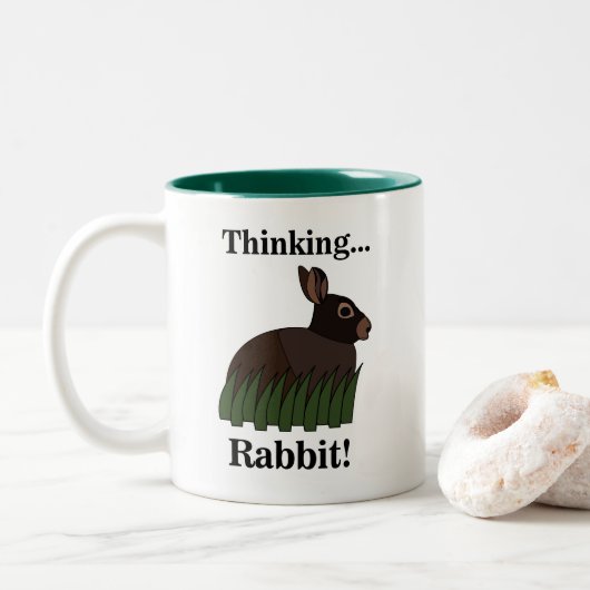 Rabbit Cute Bunny Tweekleurige Koffiemok (Met donut)