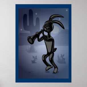 Rabbit Dance Kokopelli Poster