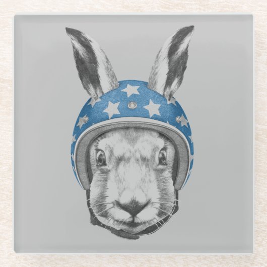 Rabbit Dareduivel Glazen Onderzetter (Voorkant)