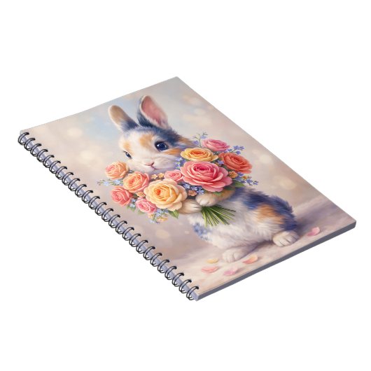 Rabbit design notebook with flowers / spiral noteb notitieboek (Rechterzijde)