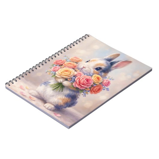 Rabbit design notebook with flowers / spiral noteb notitieboek (Linkerzijde)