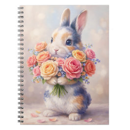 Rabbit design notebook with flowers / spiral noteb notitieboek