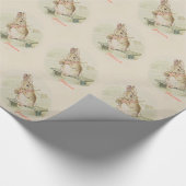 RABBIT DIE EEN KARROT EET, KUTE BUNNY GIFT WRAP CADEAUPAPIER (Hoek)