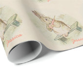 RABBIT DIE EEN KARROT EET, KUTE BUNNY GIFT WRAP CADEAUPAPIER (Rol Hoek)