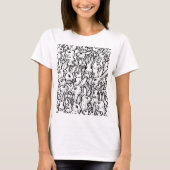 Rabbit Drawings Black and White Art Bunny Design T-shirt (Voorkant)