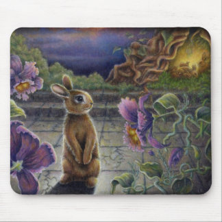 Rabbit Dreams Mousepad Fantasy Flowers Bunnies Muismat