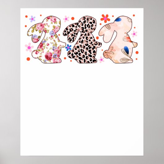 rabbit easter pattern, retro, vintage poster (Voorkant)