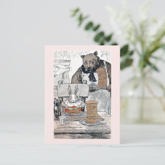 Rabbit Eating Pancake Breakfast Briefkaart (Staand voorkant)