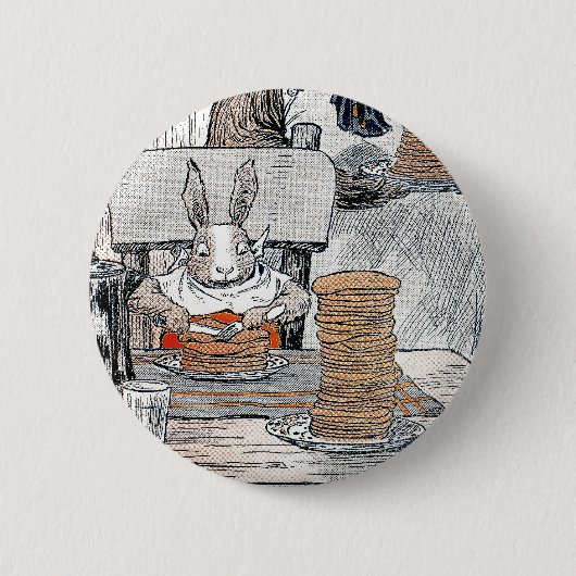Rabbit Eating Pancake Breakfast Ronde Button 5,7 Cm (Voorkant)