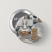 Rabbit Eating Pancake Breakfast Ronde Button 5,7 Cm (Voorkant /achterkant)