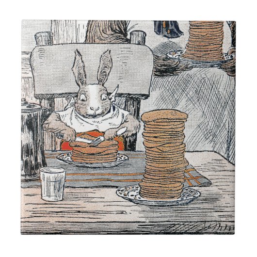 Rabbit Eating Pancake Breakfast Tegeltje (Voorkant)