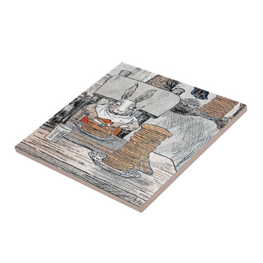 Rabbit Eating Pancake Breakfast Tegeltje (Zijkant)