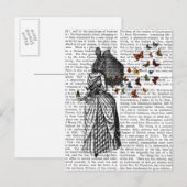 Rabbit en Butterfly Parasol 2 Briefkaart (Voorkant / Achterkant)