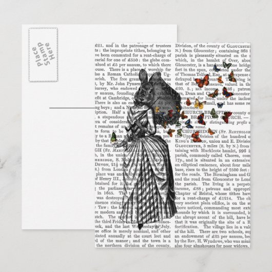 Rabbit en Butterfly Parasol 2 Briefkaart (Voorkant / Achterkant)